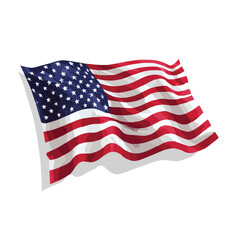Fototapeta premium american flag isolated in White Background, american flag vector, Flat lay vector illustration