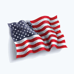 Obraz premium american flag isolated in White Background, american flag vector, Flat lay vector illustration