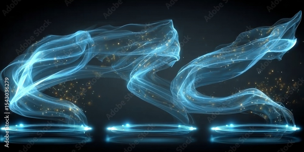 Poster abstract swirl curve wave of ethereal energy effects in a futuristic design for visual impact