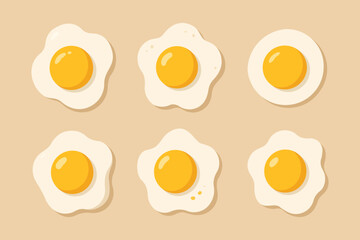 fried egg flat illustration set