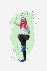 Vertical poster art collage of happy girl guy dance weekend party chill entertainment success...