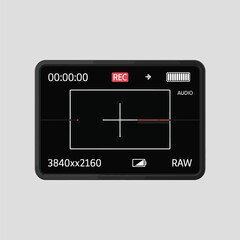 Black Recording Screen Displaying 000000 Timer Red Audio Level Indicator white
