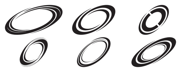 Abstract swirling oval design elements perfect for logos branding or graphic design projects needing dynamic modern shapes