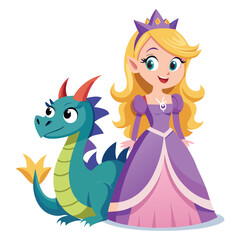 Princess with dragon friend © GraphiGlaze 