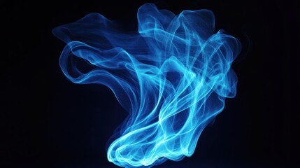 Fototapeta premium Abstract swirling blue ethereal form on black