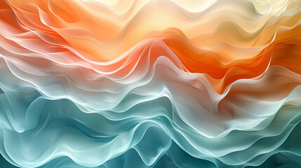 Abstract Flowing Fabric Waves in Warm and Cool Tones