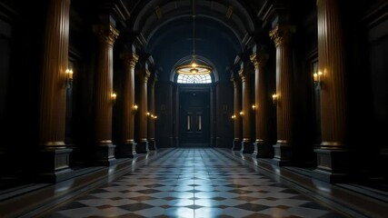 Interior of the ancient Cathedral of the Holy Sepulchre in Jerusalem, featuring old stone architecture with gothic arches and columns - Powered by Adobe