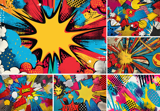 9 Cartoon Comic Book Style Background Collection