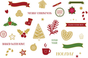 Set of Christmas seasonal elements