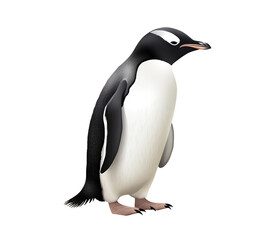 Obraz premium Realistic standing penguin bird illustration isolated transparent background, png