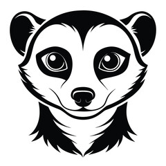 A meerkat shows its face in a detailed black and white vector