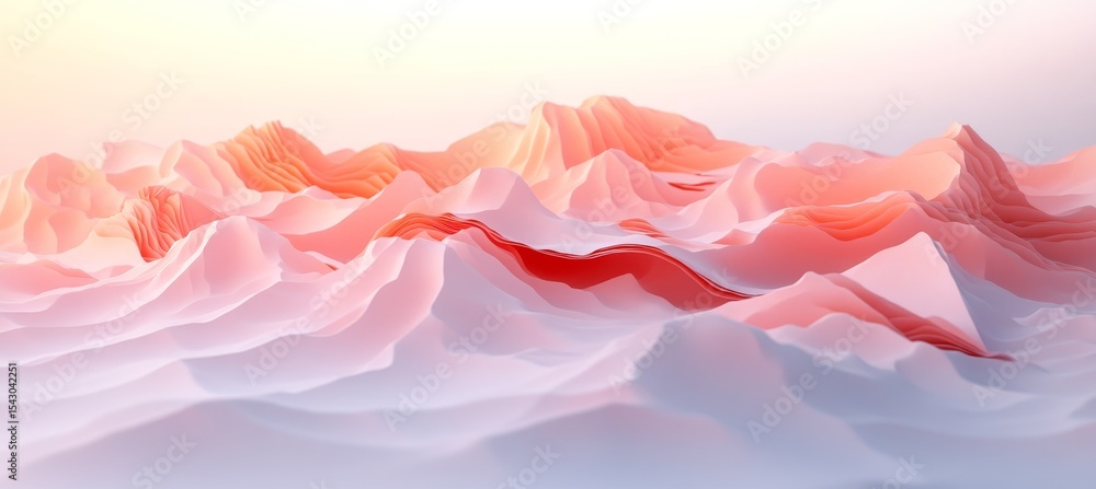Poster contemporary abstract paper design featuring warm layered art patterns in dynamic red and pink tones