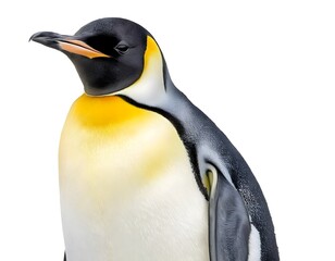 Obraz premium Emperor Penguin Full Body Portrait, Realistic Studio Shot on White. for wildlife education, nature magazines, posters