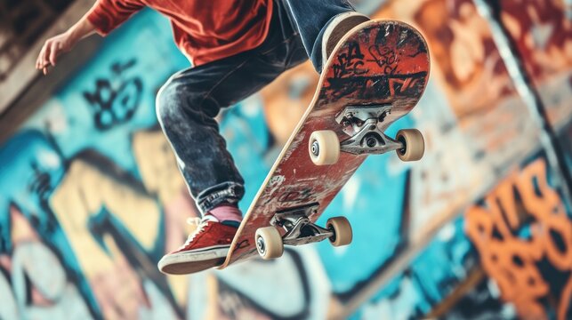 Skateboarder mid-air - Powered by Adobe