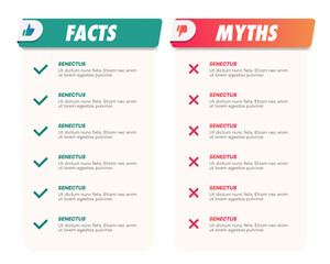 Facts and Myths background modern style on white background. Fact checking or easy compare evidence. Concept illustration Vector 10 eps