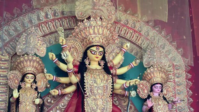Durga Puja idol at Kolkata during winter festival