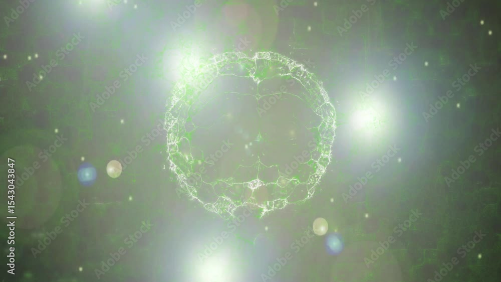 Aufkleber spawning green field with orbs, tracing neon brain outline, flares pulsing, visualizing pathways