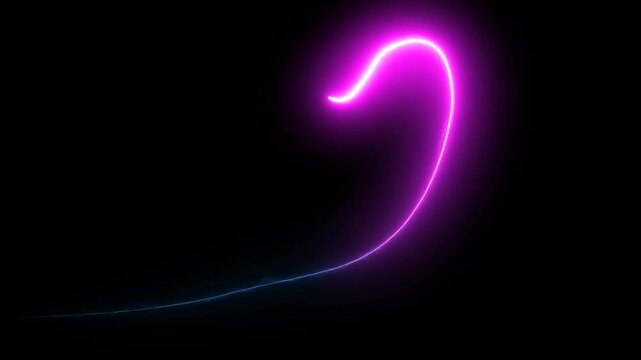 Laser saber heart animation of abstract and futuristic visual. A glowing pinkl light trail dances across a black background. Transparent background. 4K graphic animation video.	
