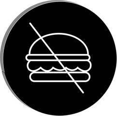 "No junk food icon with a crossed burger symbol, promoting healthy eating habits and nutritional awareness, transparent background."