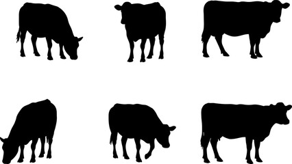  Farm Cow Silhouettes: Livestock & Rural Agriculture Vector Set