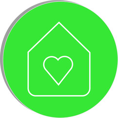 "Heart inside house icon representing self-love, inner peace, and emotional comfort in a personal space, transparent background."