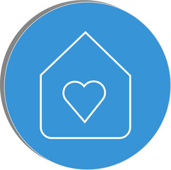 "Heart inside house icon representing self-love, inner peace, and emotional comfort in a personal space, transparent background."