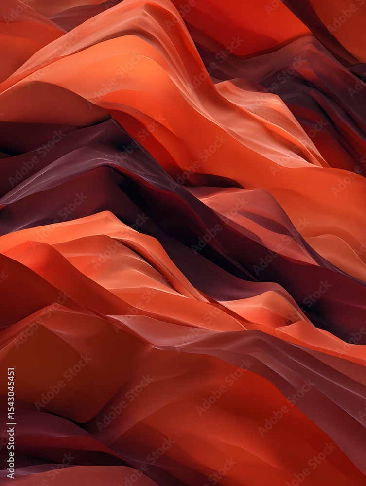 Poster dynamic flow of red and orange waves abstract art digital illustration vibrant environment close-up 