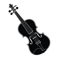 Obraz premium Black Violin Silhouette Musical Instrument Illustration vector