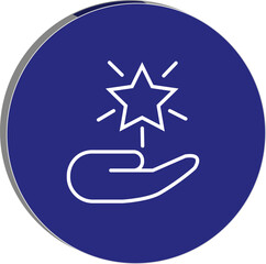 "Wellness support icon showing a hand holding a star, symbolizing care, help, and positivity in life enhancement themes, transparent background."