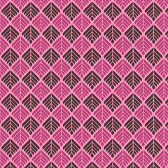 Geometric Leaf Pattern in Pink and Brown