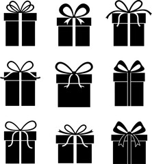  Gift Box Silhouettes: Holiday, Celebration & Present Icons
