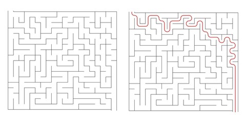 Find right way puzzle game with the solution. education logic game for kids. labyrinth maze game. simple logic game. puzzle for children