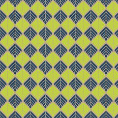 Geometric Pattern of Green and Blue Leaf Shapes