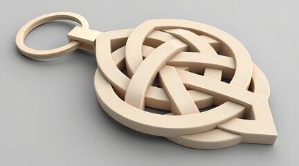 Beige knotwork keychain design 3d render
