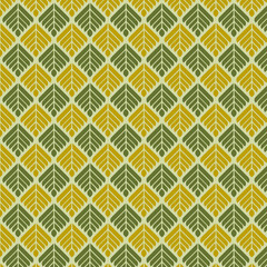 Geometric Leaf Pattern in Green and Yellow