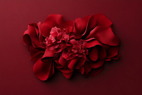 Crimson red floral arrangement showcasing dynamic smoke effects in a rich background