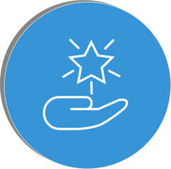 "Wellness support icon showing a hand holding a star, symbolizing care, help, and positivity in life enhancement themes, transparent background."