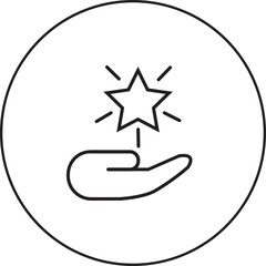 "Wellness support icon showing a hand holding a star, symbolizing care, help, and positivity in life enhancement themes, transparent background."