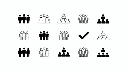 Fototapeta premium Collection of Simple People Icons Group, Team, and Hierarchy Symbols