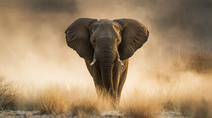 Obraz premium An expressive depiction of elephant herd roaming the savannah: majestic giants showcasing their unique traits among wildernessorsavannah's giant residents: a herd of african and asian elephants.