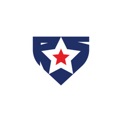 RS and star logo design vector