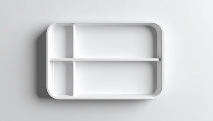 Top view 3D render of a single desk organizer tray, placed on a flat neutral surface, modern minimalism