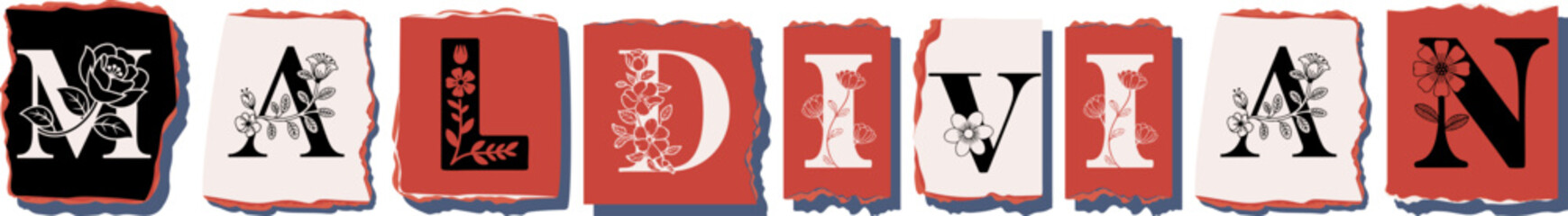 MALDIVIAN Floral Typography of a National Identity � Elegant Torn Paper Letter Design