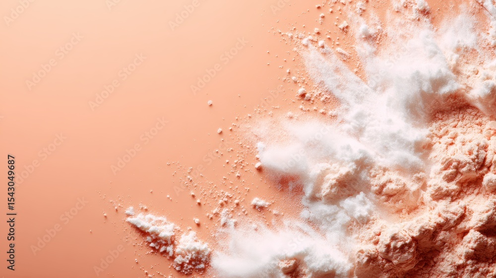 Poster a visually striking spread of various powdered ingredients on a soft surface, showcasing the texture