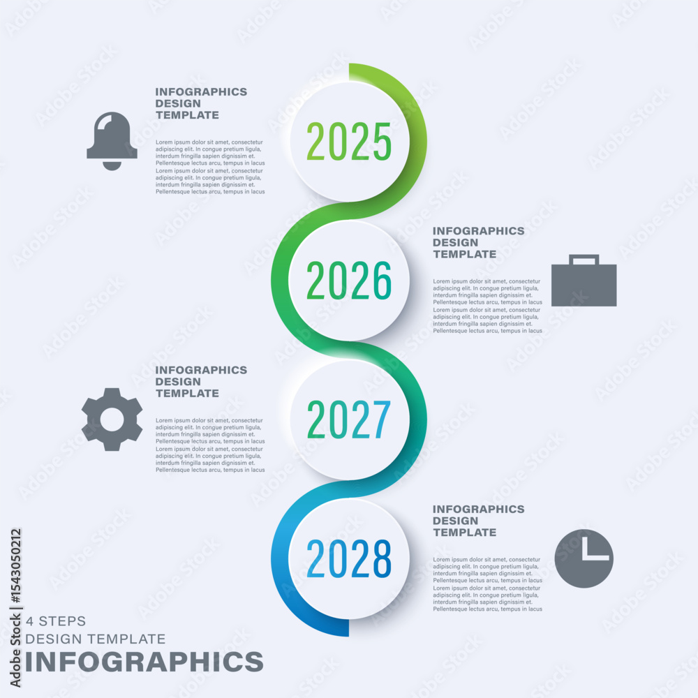 Poster neumorphism vertical timeline infographic template. white infographic layout with icons and dates