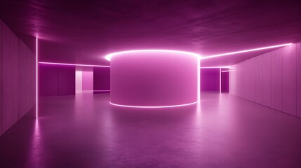 Pink neon futuristic hallway
