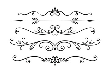 set of decorative elements for design silhouette vector illustration on white background