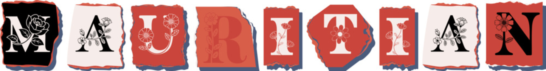 MAURITIAN Floral Typography of a National Identity � Elegant Torn Paper Letter Design