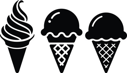 Collection of ice cream icons in trendy flat style isolated on white background