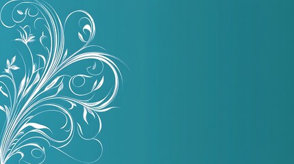 Teal background with white floral design (1)
